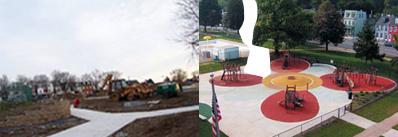 Top is a photo of Roberto Clemente Park Lancaster, Pa. before Land Revitalization and the bottom photo is the after.