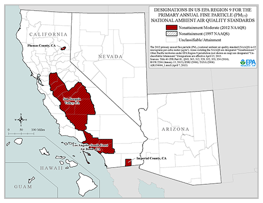 Region 9 Particulate Matter (PM 2.5) Map